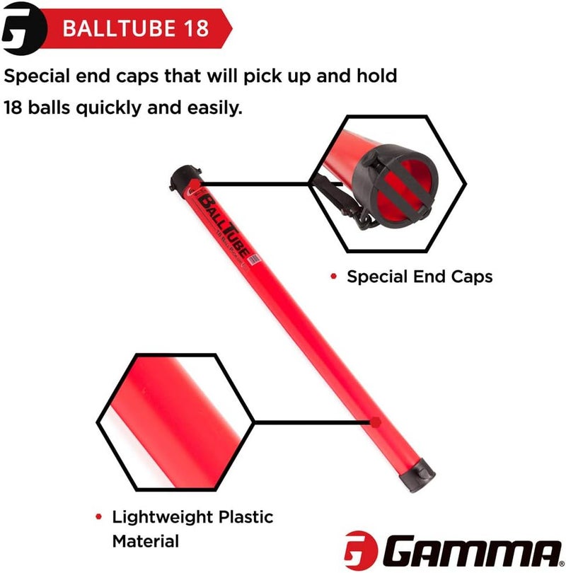 Gamma Ballhopper Balltube 18 - Lightweight Red Ball Pickup Tube for Tennis - Image 4